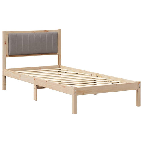 Bettgestell mit gepolstertem Kopfteil Taupe 90 x 190 cm