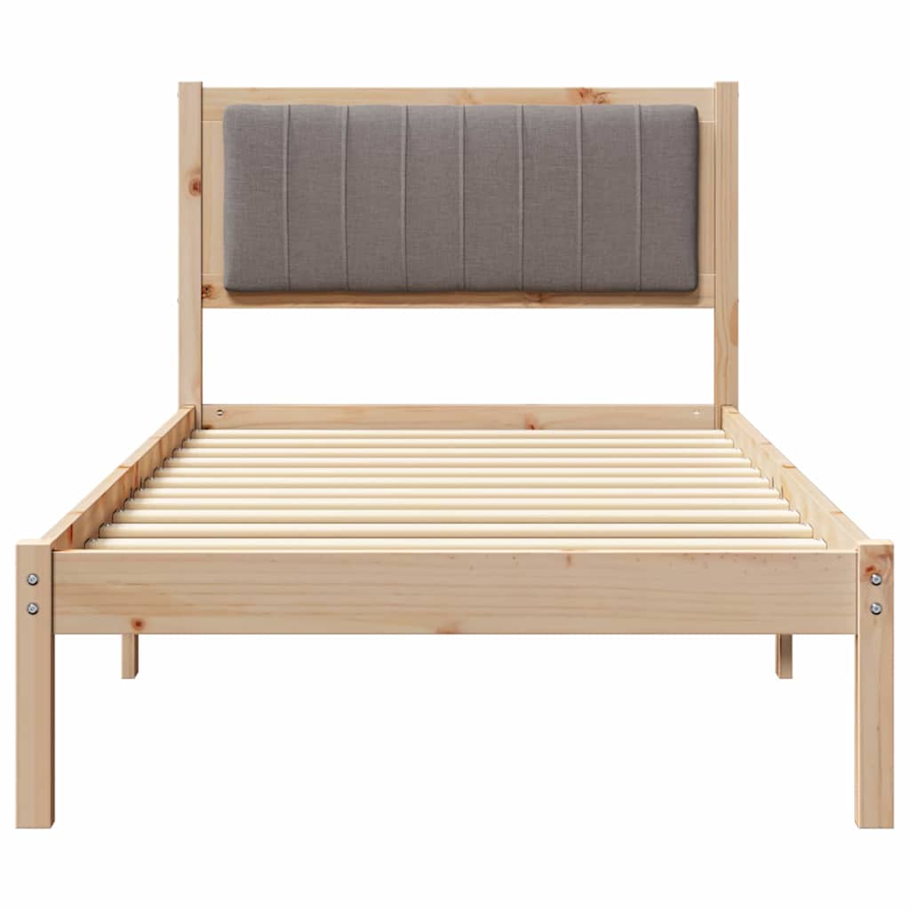 Bettgestell mit gepolstertem Kopfteil Taupe 90 x 190 cm