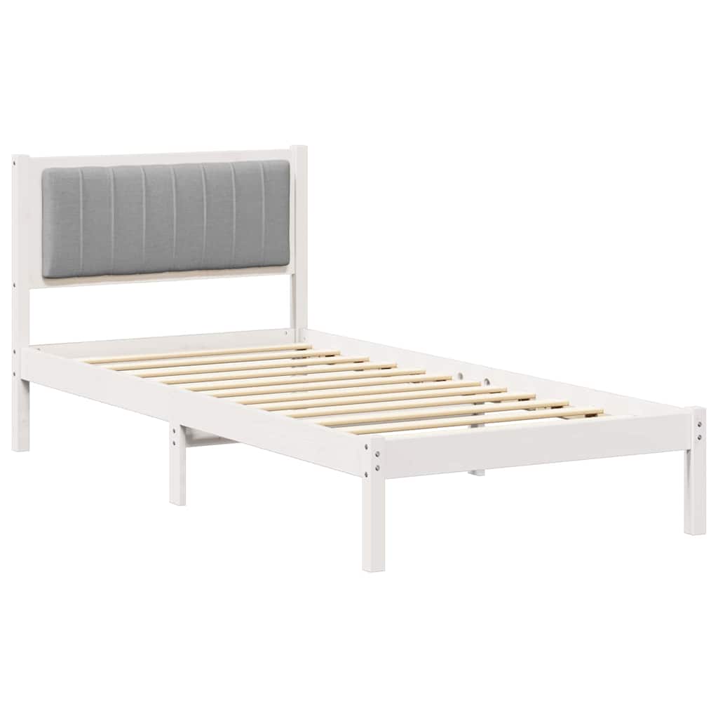 Bettgestell mit gepolstertem Kopfteil Hellgrau 90 x 190 cm