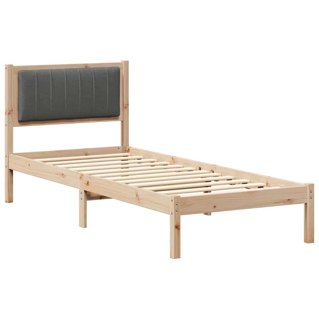 Bettgestell mit gepolstertem Kopfteil Dunkelgrau 75 x 190 cm
