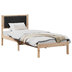 Bettgestell mit gepolstertem Kopfteil Schwarz 75 x 190 cm