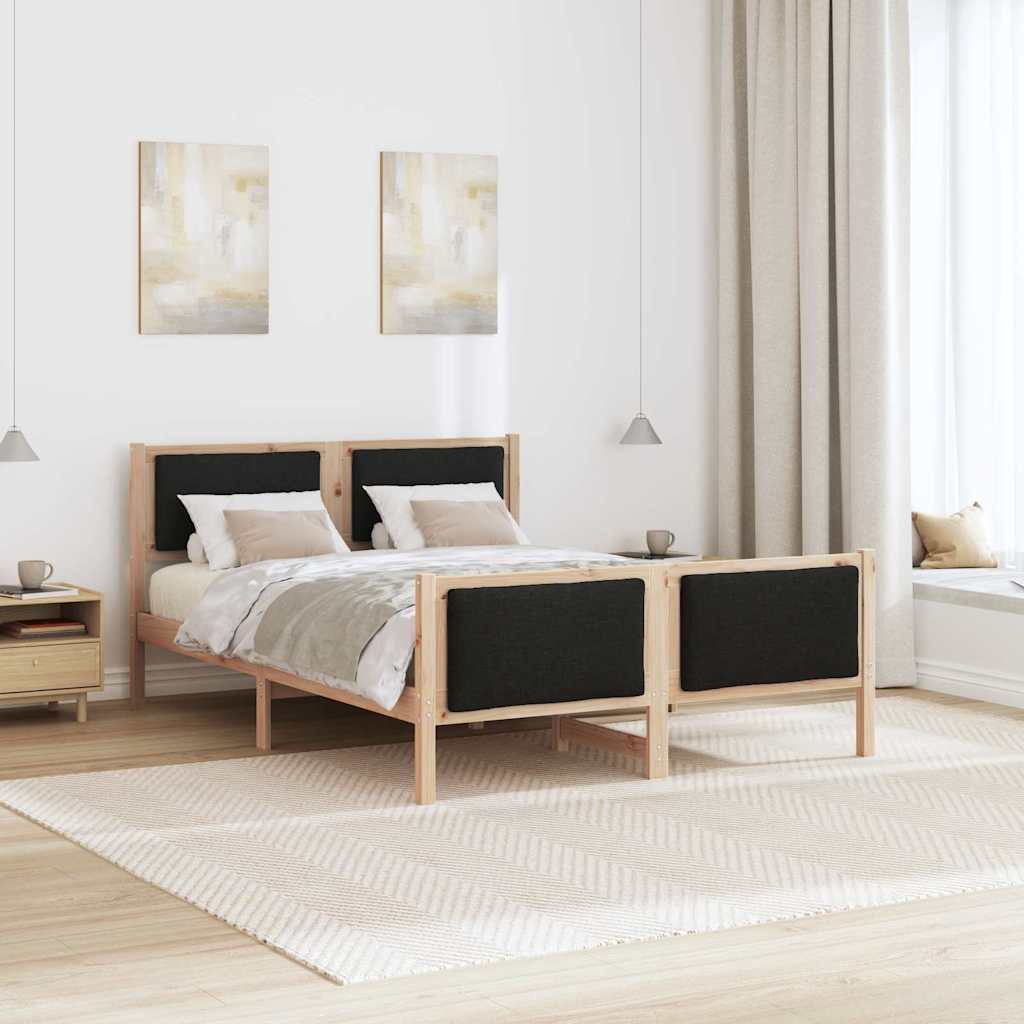 Bettrahmen mit Kopfteil Schwarz 140 x 190 cm Stoff
