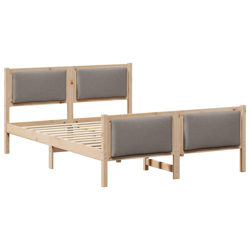 Bettrahmen mit Kopfteil Taupe 135 x 190 cm Stoff
