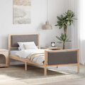 Bettrahmen mit Kopfteil Taupe 90 x 200 cm Stoff