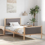 Bettrahmen mit Kopfteil Taupe 90 x 190 cm Stoff