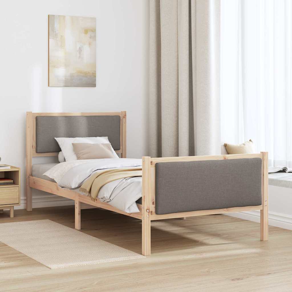Bettrahmen mit Kopfteil Taupe 90 x 190 cm Stoff