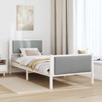 Bettrahmen mit Kopfteil Hellgrau 90 x 190 cm Stoff