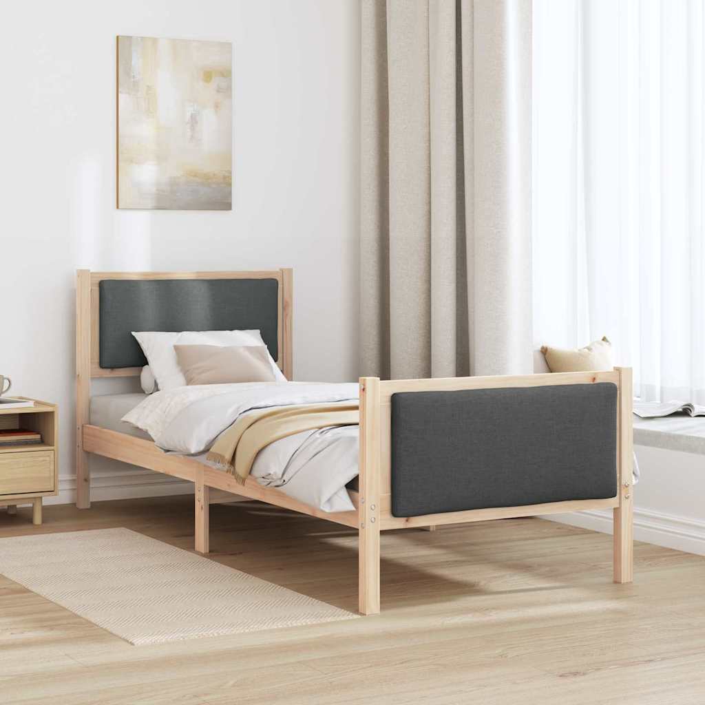 Bettrahmen mit Kopfteil Dunkelgrau 75 x 190 cm Stoff