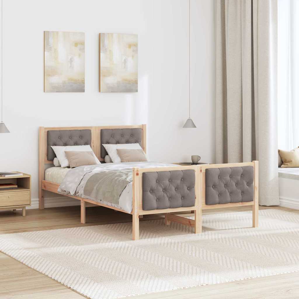 Bettrahmen mit Kopfteil Taupe 120 x 200 cm Massives Kiefernholz