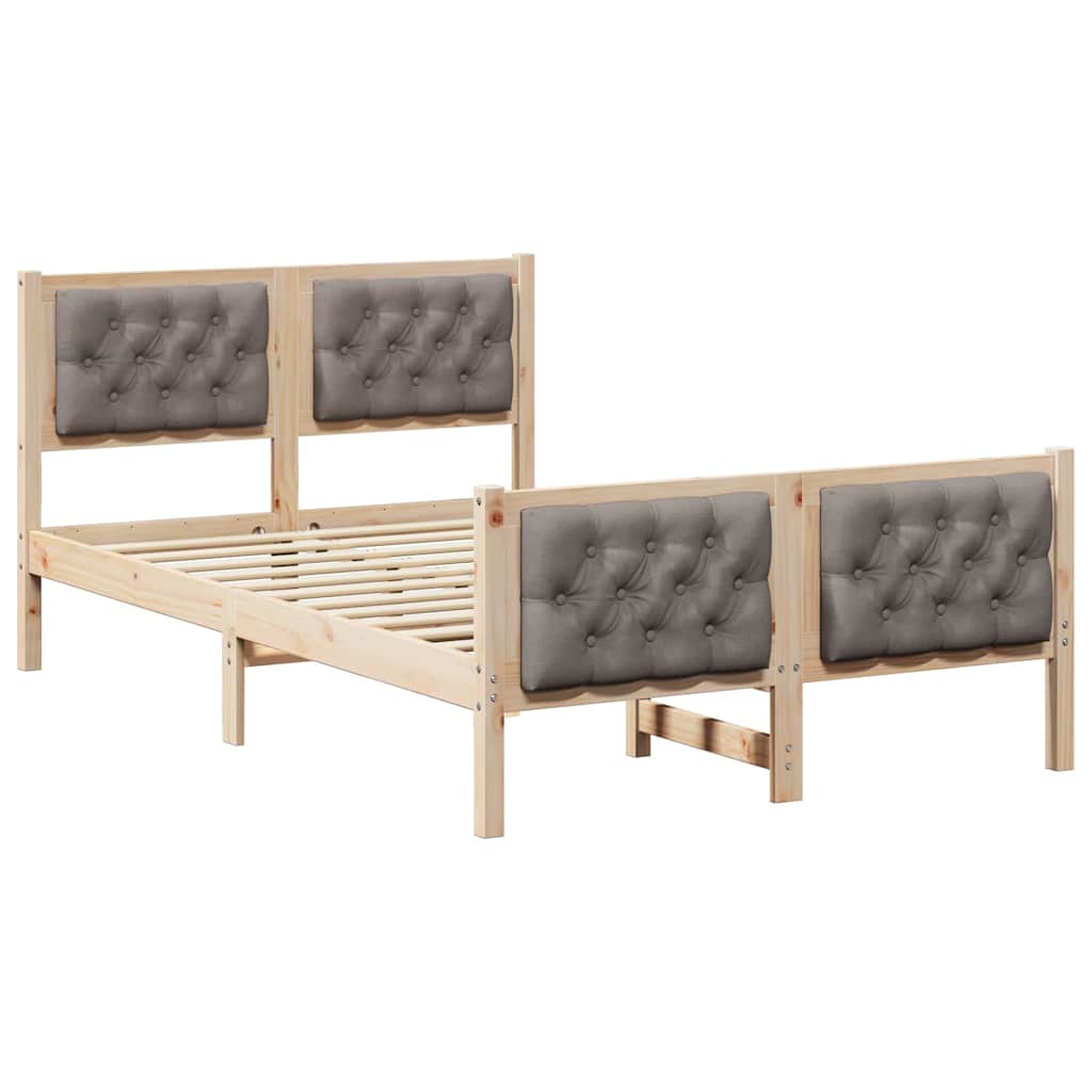Bettrahmen mit Kopfteil Taupe 120 x 200 cm Massives Kiefernholz