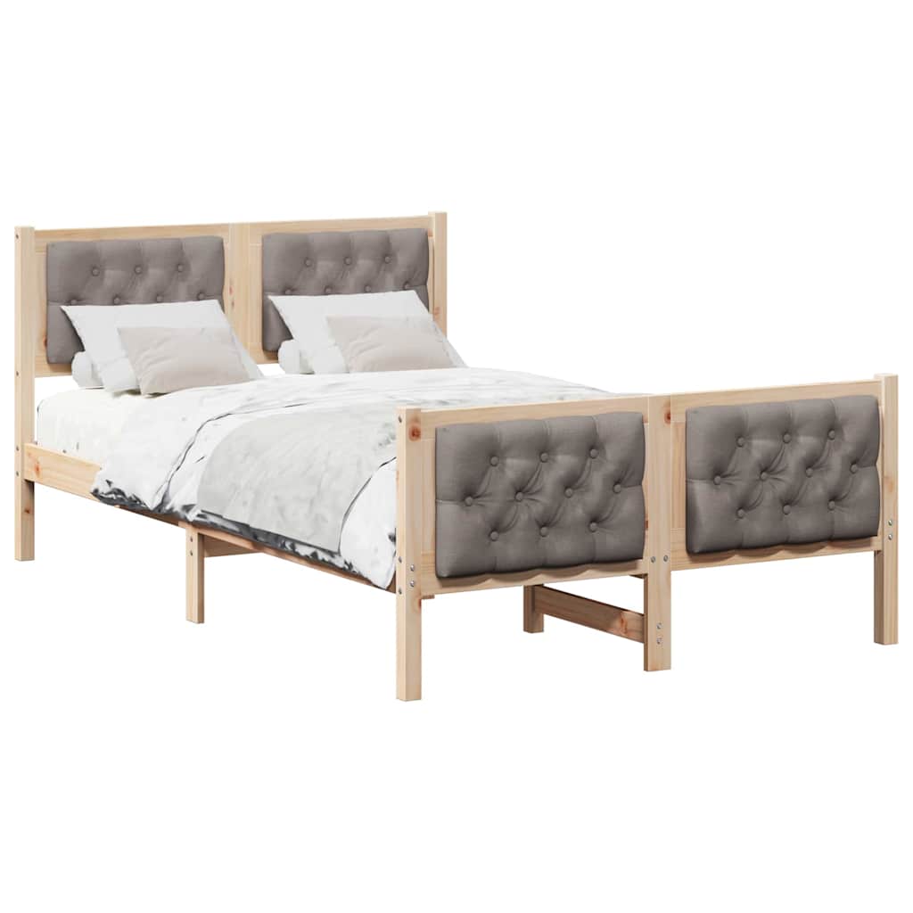 Bettrahmen mit Kopfteil Taupe 120 x 200 cm Massives Kiefernholz