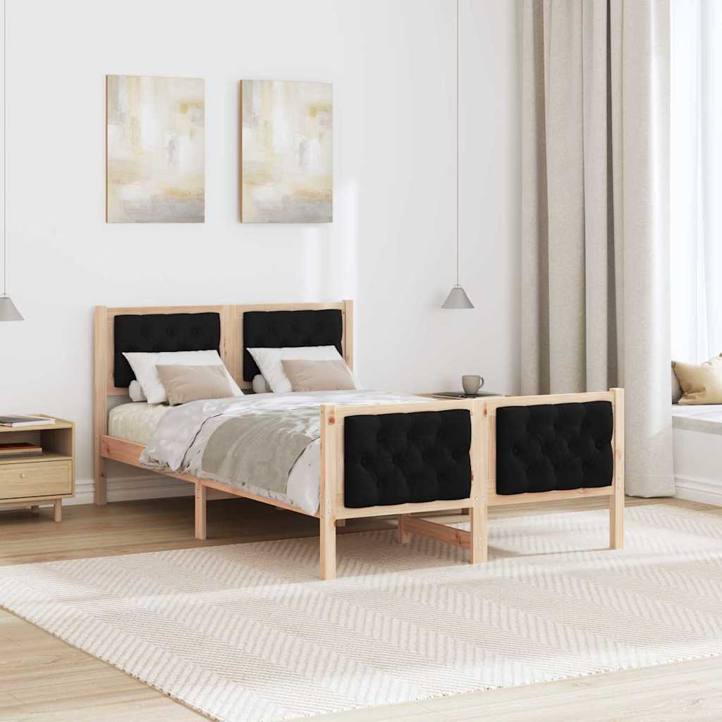 Bettrahmen Schwarz 135 x 190 cm Massives Kiefernholz
