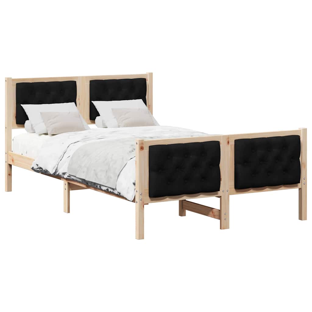 Bettrahmen Schwarz 135 x 190 cm Massives Kiefernholz