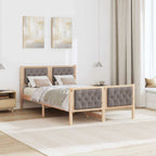 Bettrahmen mit Kopfteil Taupe 135 x 190 cm Massives Kiefernholz