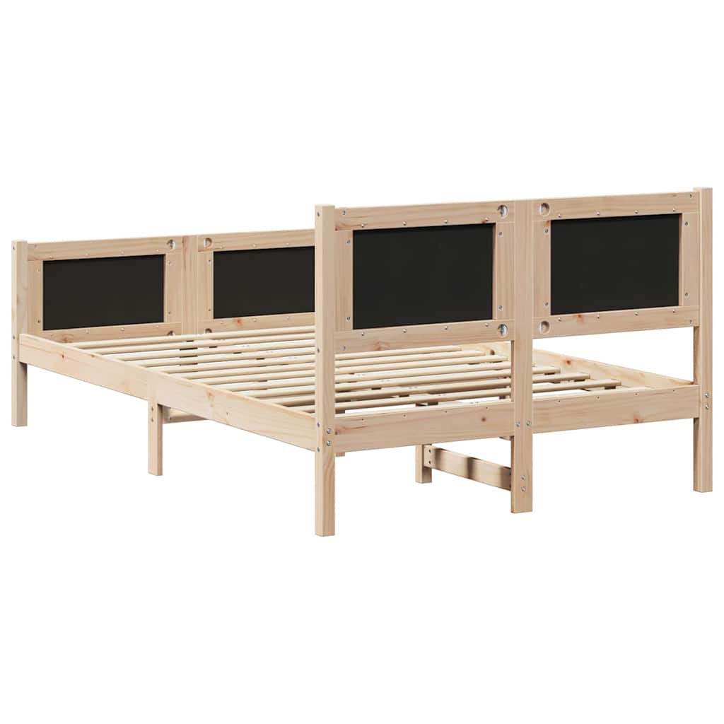 Bettrahmen mit Kopfteil Taupe 135 x 190 cm Massives Kiefernholz