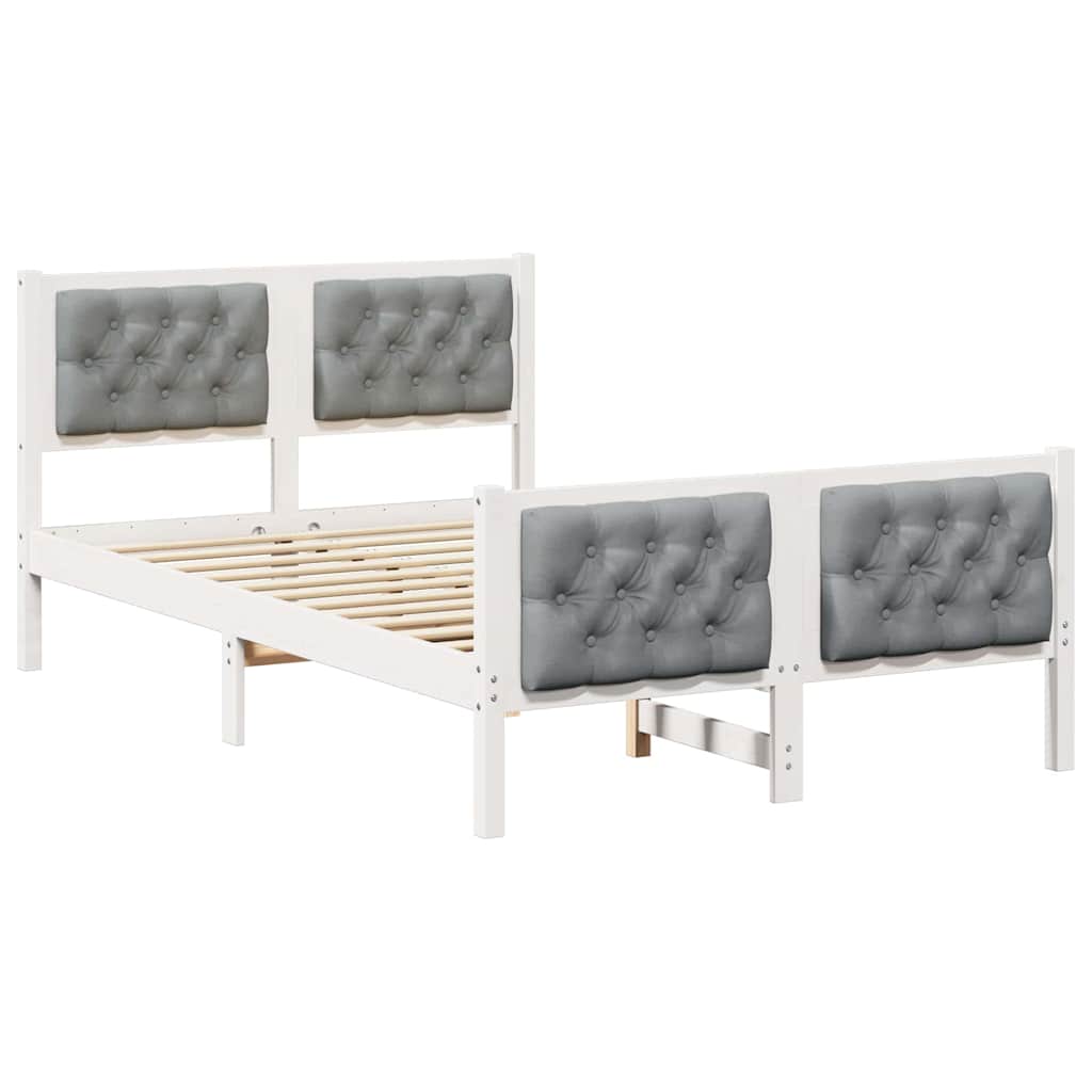 Bettrahmen Hellgrau 135 x 190 cm Massives Kiefernholz