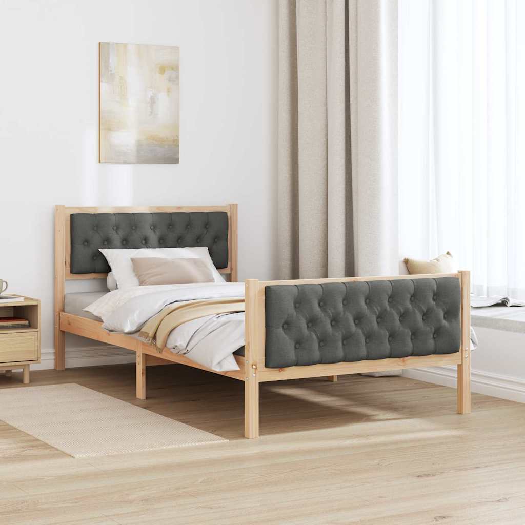 Bettrahmen Dunkelgrau 100 x 200 cm Massives Kiefernholz