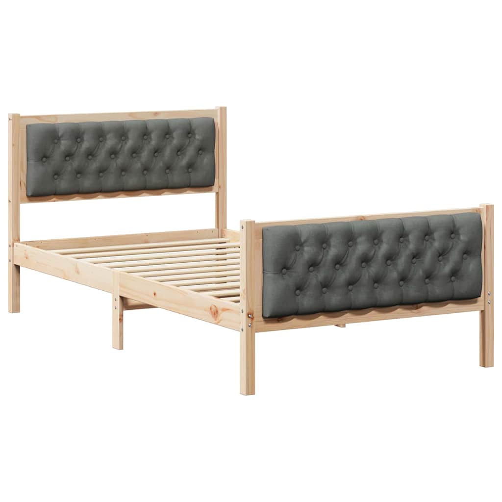 Bettrahmen Dunkelgrau 100 x 200 cm Massives Kiefernholz
