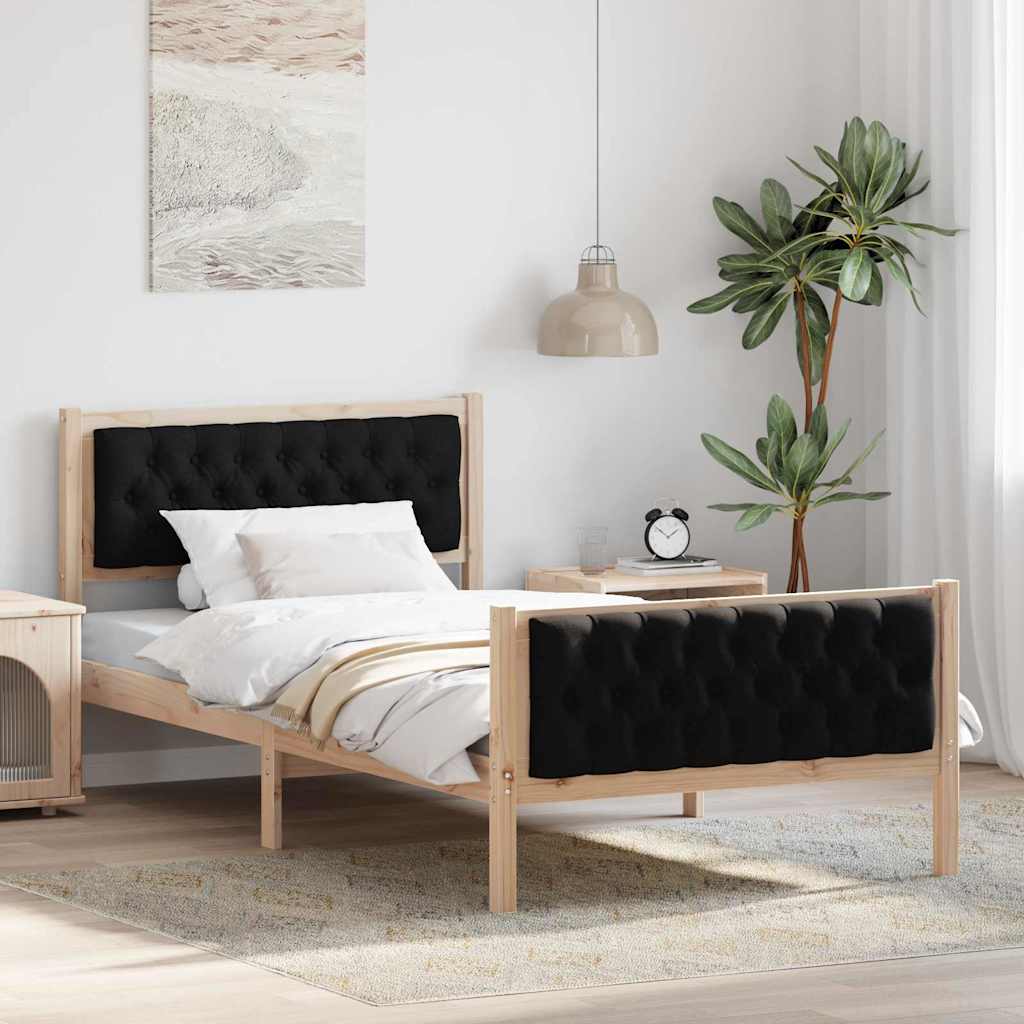 Bettrahmen Schwarz 100 x 200 cm Massives Kiefernholz