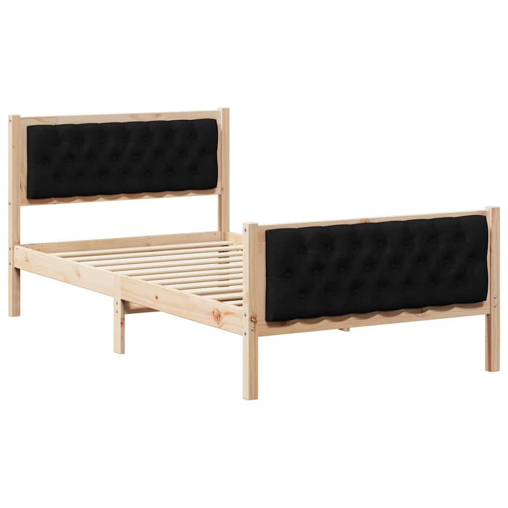 Bettrahmen Schwarz 100 x 200 cm Massives Kiefernholz
