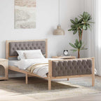 Bettrahmen mit Kopfteil Taupe 100 x 200 cm Massives Kiefernholz