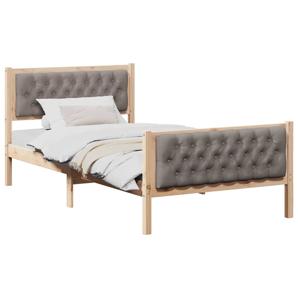 Bettrahmen mit Kopfteil Taupe 100 x 200 cm Massives Kiefernholz