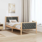 Bettrahmen Dunkelgrau 90 x 200 cm Massives Kiefernholz