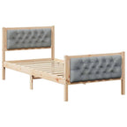 Bettrahmen Hellgrau 90 x 190 cm Massives Kiefernholz