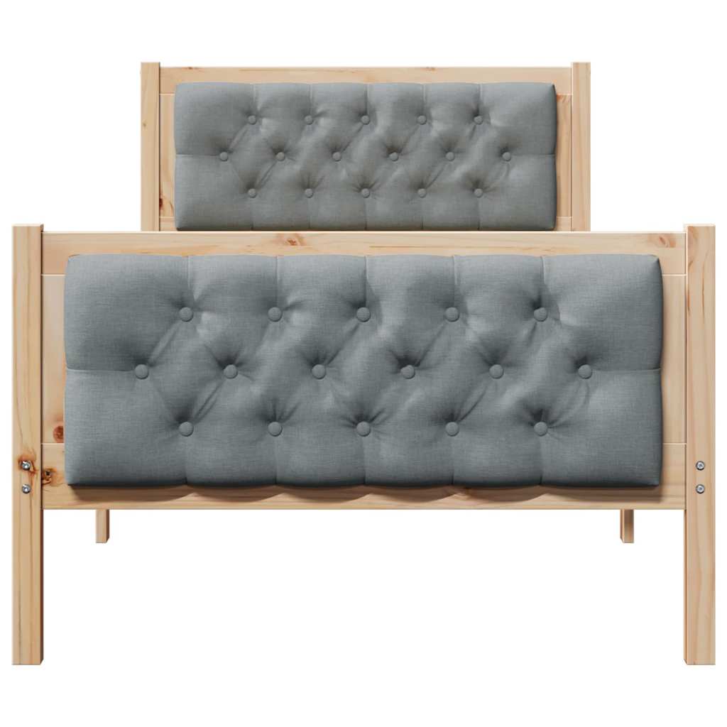 Bettrahmen Hellgrau 90 x 190 cm Massives Kiefernholz