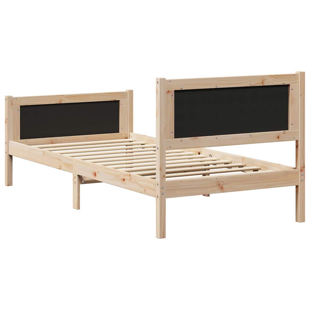Bettrahmen Schwarz 90 x 190 cm Massives Kiefernholz