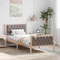 Bettrahmen mit Kopfteil Taupe 90 x 190 cm Massives Kiefernholz