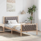 Bettrahmen mit Kopfteil Taupe 90 x 190 cm Massives Kiefernholz