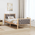 Bettrahmen mit Kopfteil Taupe 90 x 190 cm Massives Kiefernholz