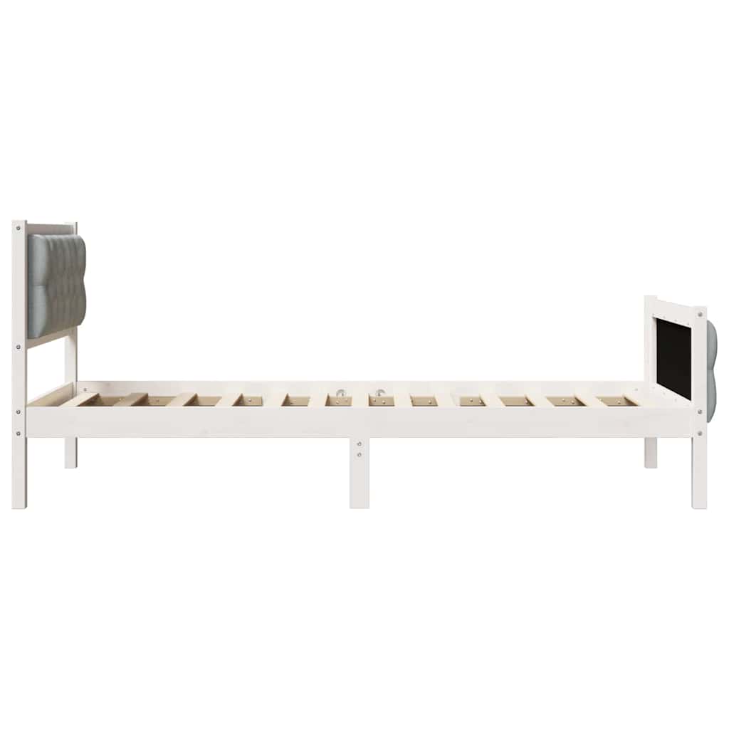 Bettrahmen Hellgrau 90 x 190 cm Massives Kiefernholz