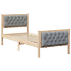 Bettrahmen Hellgrau 75 x 190 cm Massives Kiefernholz