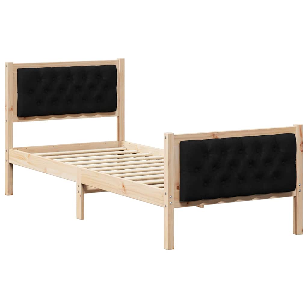 Bettrahmen Schwarz 75 x 190 cm Massives Kiefernholz