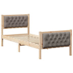 Bettrahmen mit Kopfteil Taupe 75 x 190 cm Massives Kiefernholz