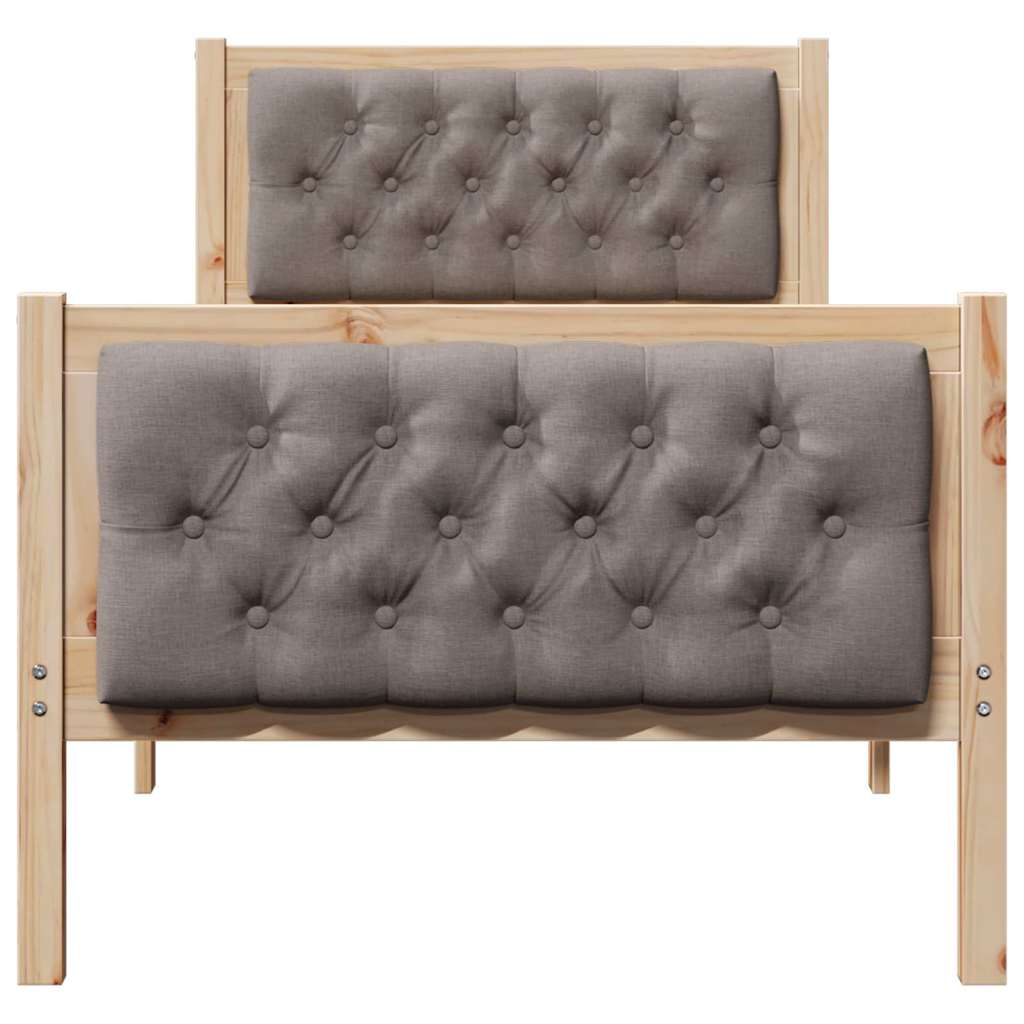 Bettrahmen mit Kopfteil Taupe 75 x 190 cm Massives Kiefernholz