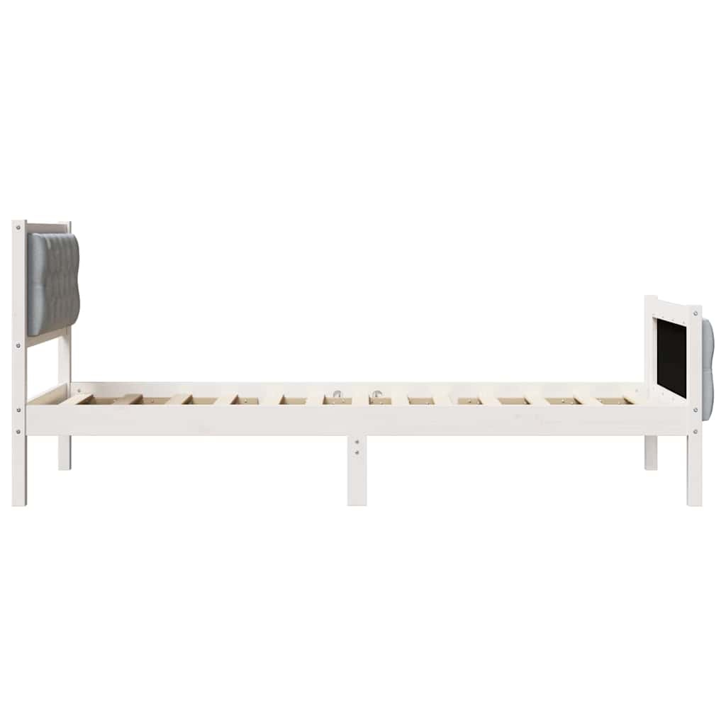 Bettrahmen Hellgrau 75 x 190 cm Massives Kiefernholz