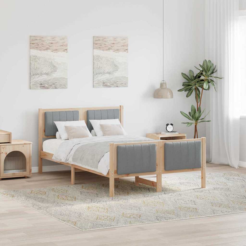 Bettgestell Braun und hellgrau 120 x 200 cm Massivholz Kiefer