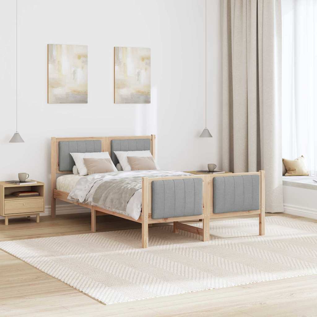 Bettgestell Braun und hellgrau 120 x 200 cm Massivholz Kiefer
