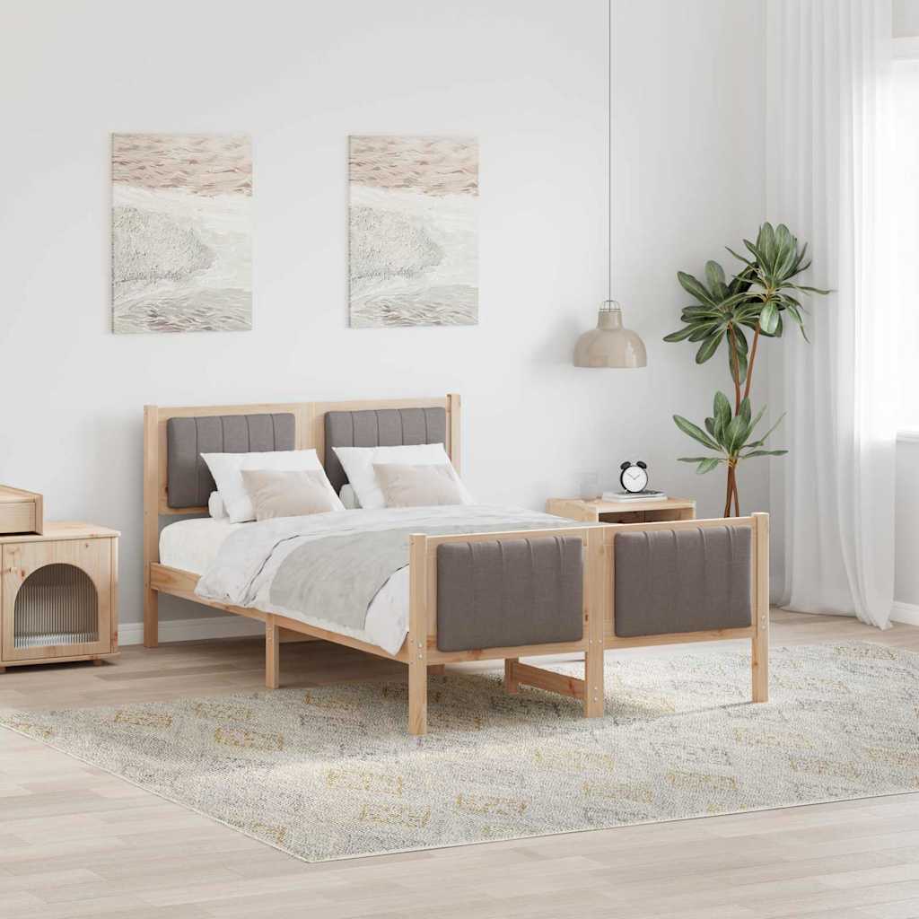 Bettgestell Braun und Taupe 120 x 200 cm Massivholz Kiefer