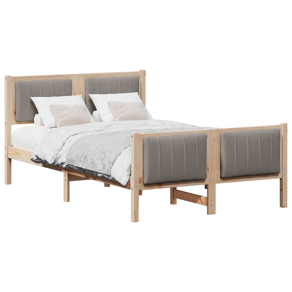 Bettgestell Braun und Taupe 120 x 200 cm Massivholz Kiefer