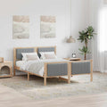 Bettgestell Braun und hellgrau 135 x 190 cm Massivholz Kiefer