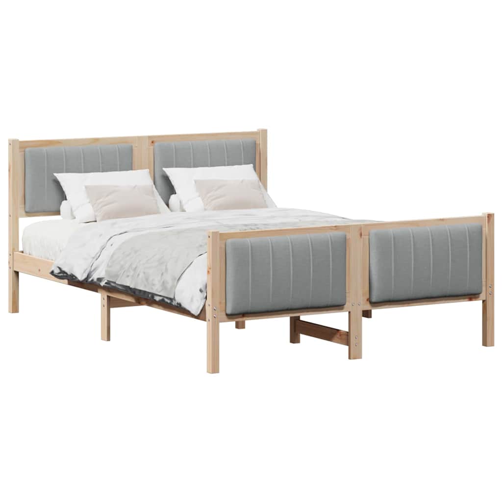 Bettgestell Braun und hellgrau 135 x 190 cm Massivholz Kiefer
