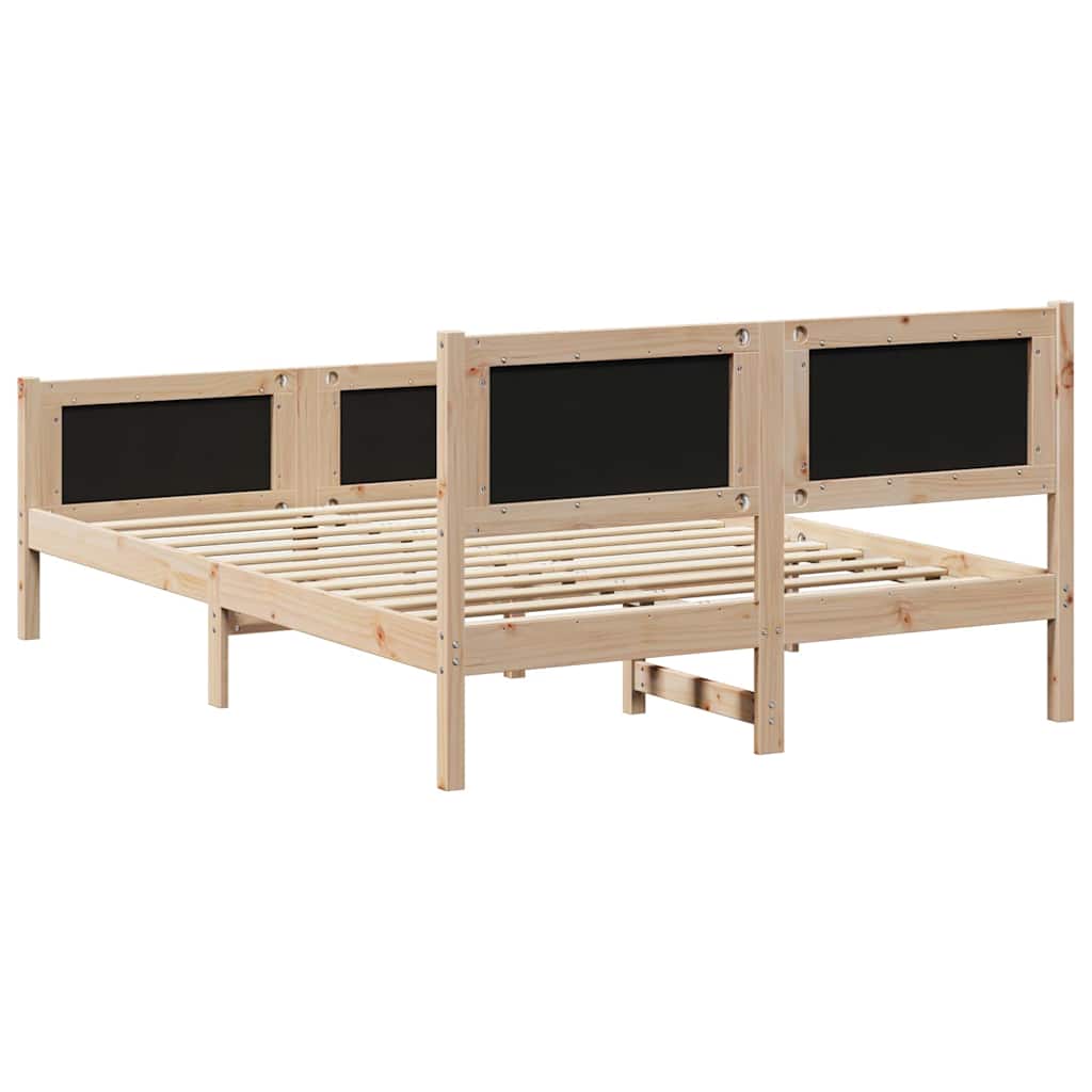 Bettgestell Braun und Dunkelgrau 135 x 190 cm Massivholz Kiefer