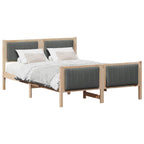 Bettgestell Braun und Dunkelgrau 135 x 190 cm Massivholz Kiefer