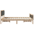Bettgestell Braun und Dunkelgrau 135 x 190 cm Massivholz Kiefer