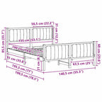 Bettgestell Braun und Dunkelgrau 135 x 190 cm Massivholz Kiefer