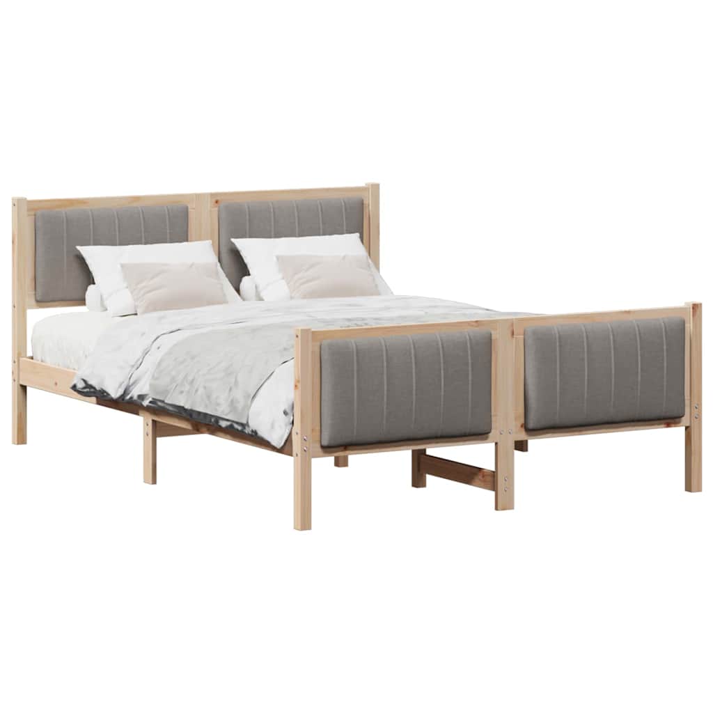 Bettgestell Braun und Taupe 135 x 190 cm Massivholz Kiefer